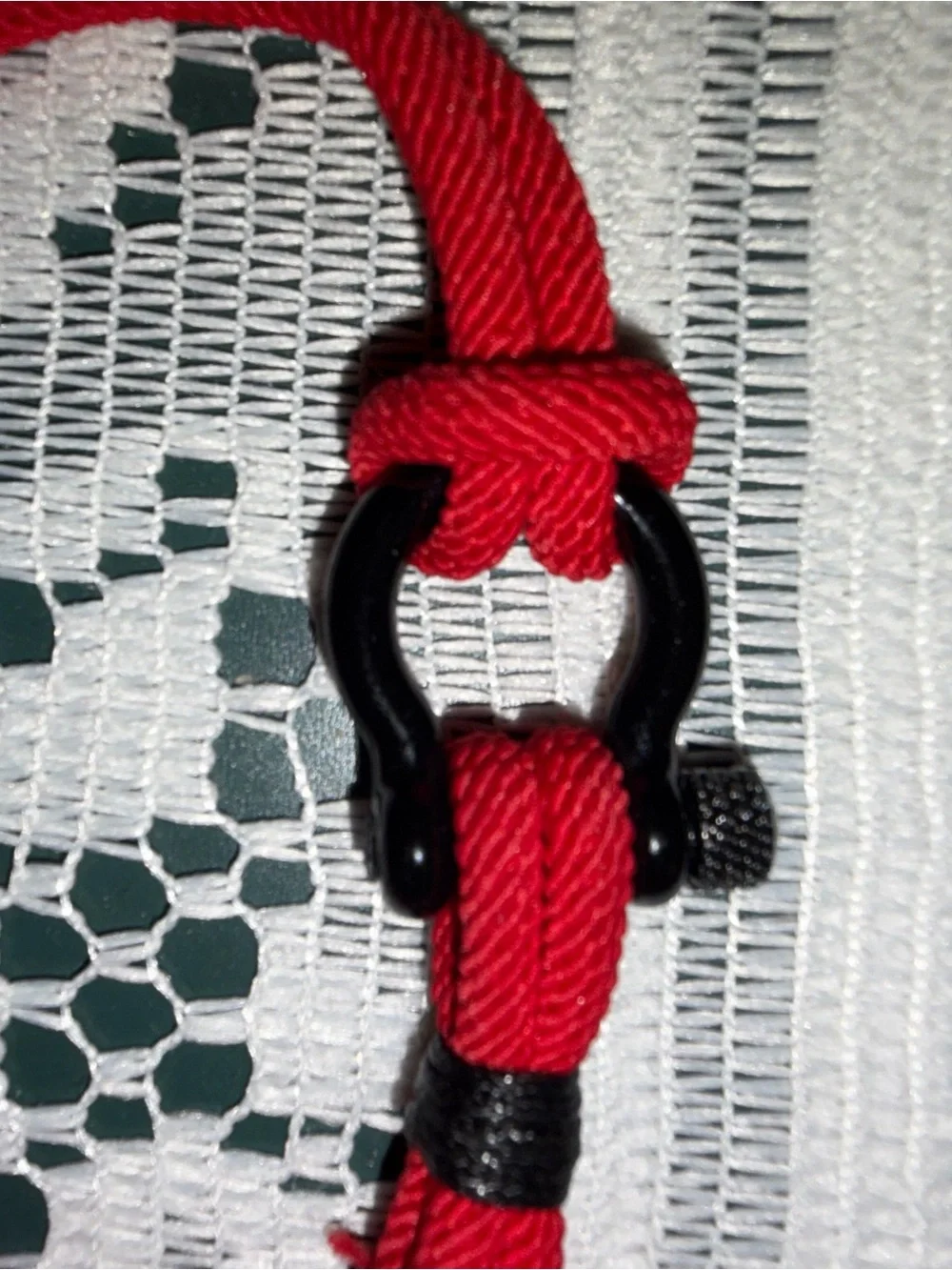 Elegant Red Rope Bracelet with Black Metal Clasp (8 1/2 inches)